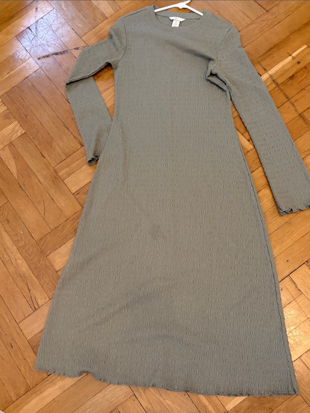 H&M Sage Green Textured Maxi Dress
